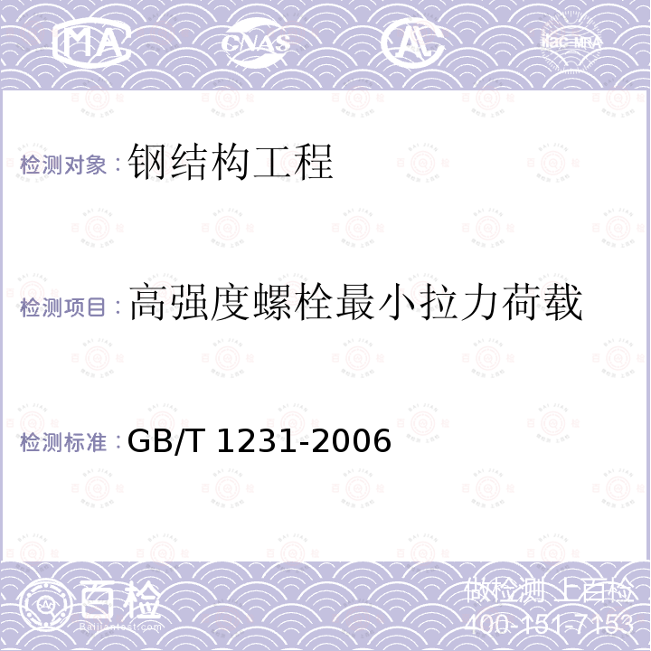 高强度螺栓最小拉力荷载 GB 50205-2001 钢结构工程施工质量验收规范(附条文说明)