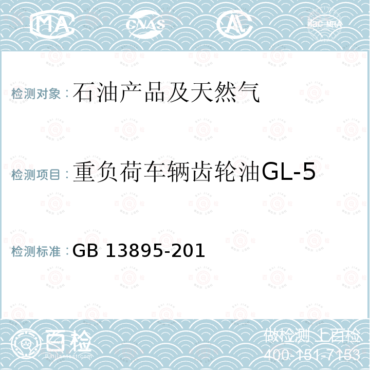 重负荷车辆齿轮油GL-5 重负荷车辆齿轮油(GL-5)GB13895-2018