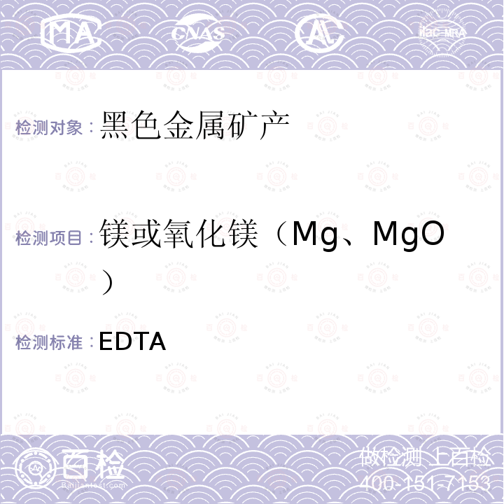 镁或氧化镁（Mg、MgO） EDTA 锰矿石钙和镁含量的测定滴定法
