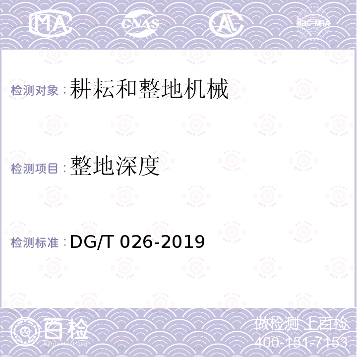 整地深度 深松机DG/T026-2019（5.3.3）