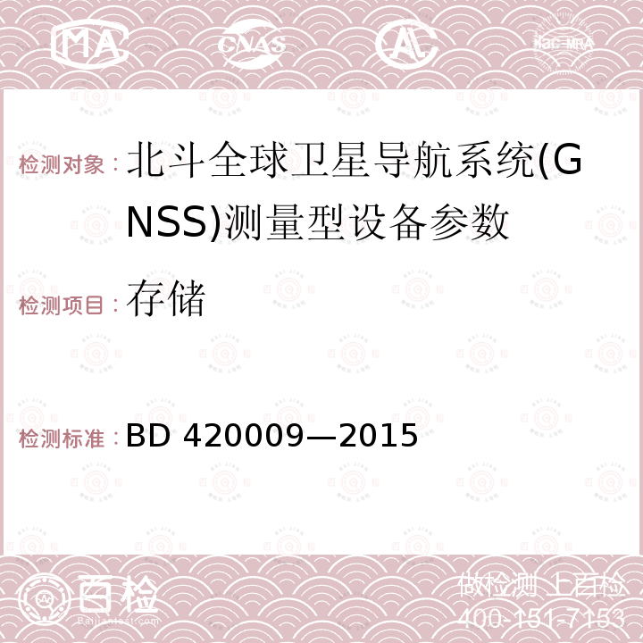 存储 20009-2015 北斗全球卫星导航系统（GNSS）测量型接收机通用规范BD420009—2015