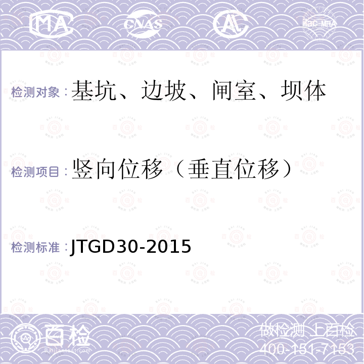 竖向位移（垂直位移） JTG D30-2015 公路路基设计规范(附条文说明)(附勘误单)