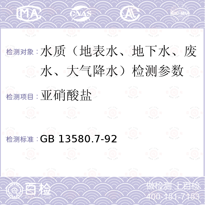 亚硝酸盐 《大气降水亚硝酸根的测定离子色谱法》GB13580.7-92