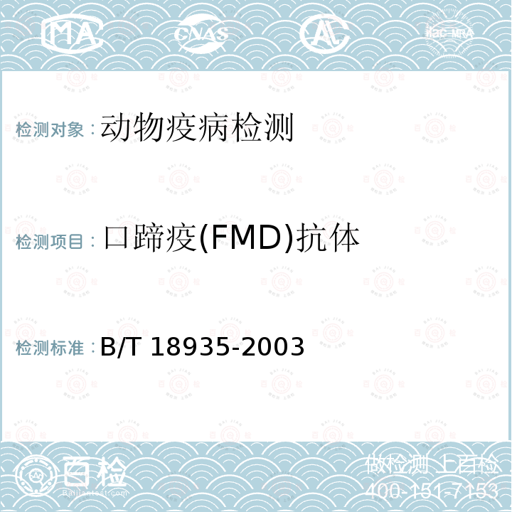 口蹄疫(FMD)抗体 GB/T 18935-2003 口蹄疫诊断技术