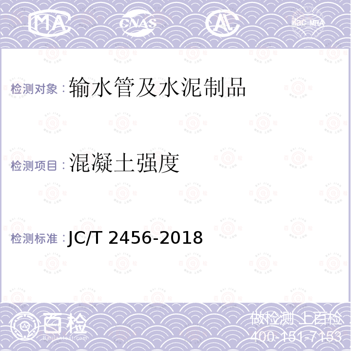 混凝土强度 JC/T 2456-2018 预制混凝土箱涵
