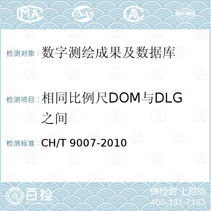 相同比例尺DOM与DLG之间 数字测绘成果质量检查与验收GB/T18316-20081:50000基础测绘成果质量评定CH/T1017-2008基础地理信息数据库测试规程CH/T9007-2010