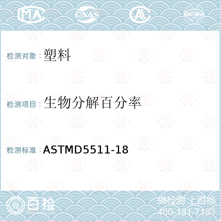 生物分解百分率 ASTMD5511-18 在高固体份堆肥条件下塑料厌氧生物分解的标准测定方法