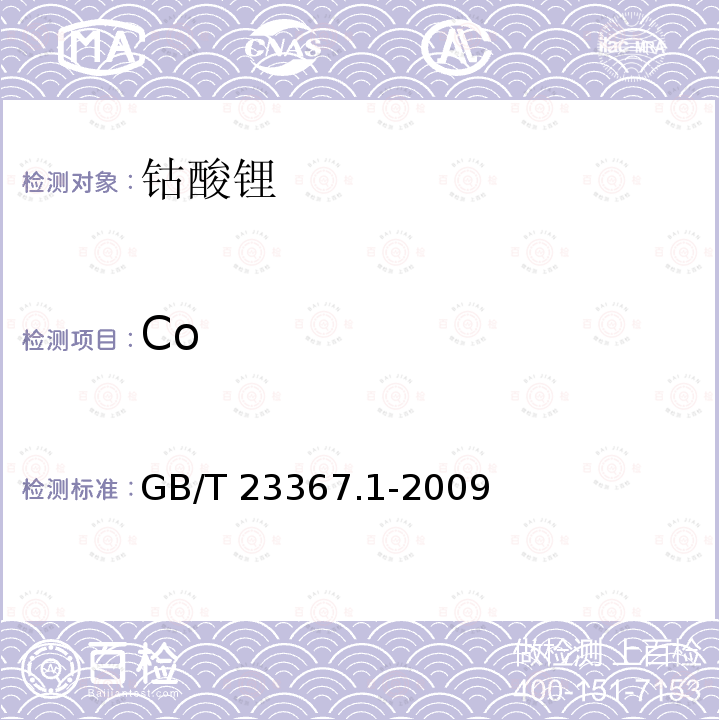 Co 钴酸锂化学分析方法第1部分:钴量的测定EDTA滴定法GB/T23367.1-2009