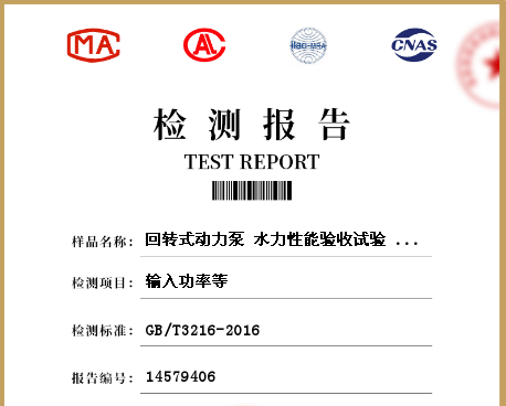 回转动力泵水力性能验收试验 1级、2级和3级