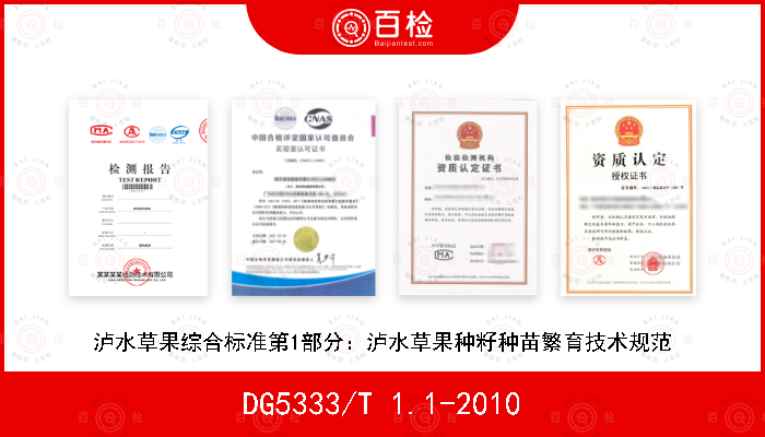DG5333/T 1.1-2010 泸水草果综合标准第1部分：泸水草果种籽种苗繁育技术规范
