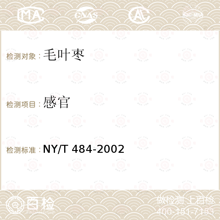 感官 NY/T 484-2002 毛叶枣