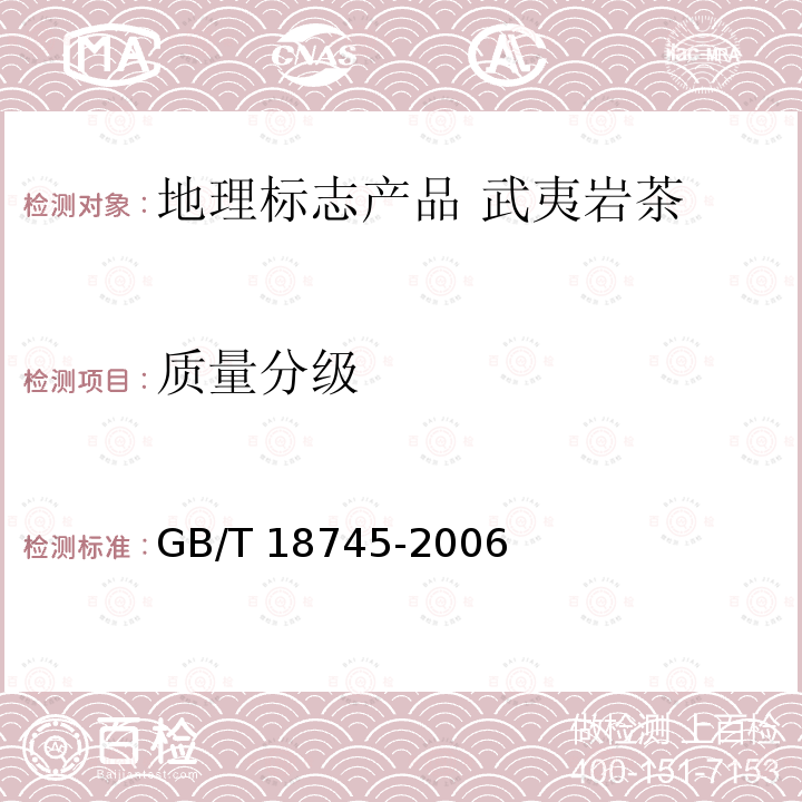 质量分级 GB/T 18745-2006 地理标志产品 武夷岩茶(附2018年第1号修改单)