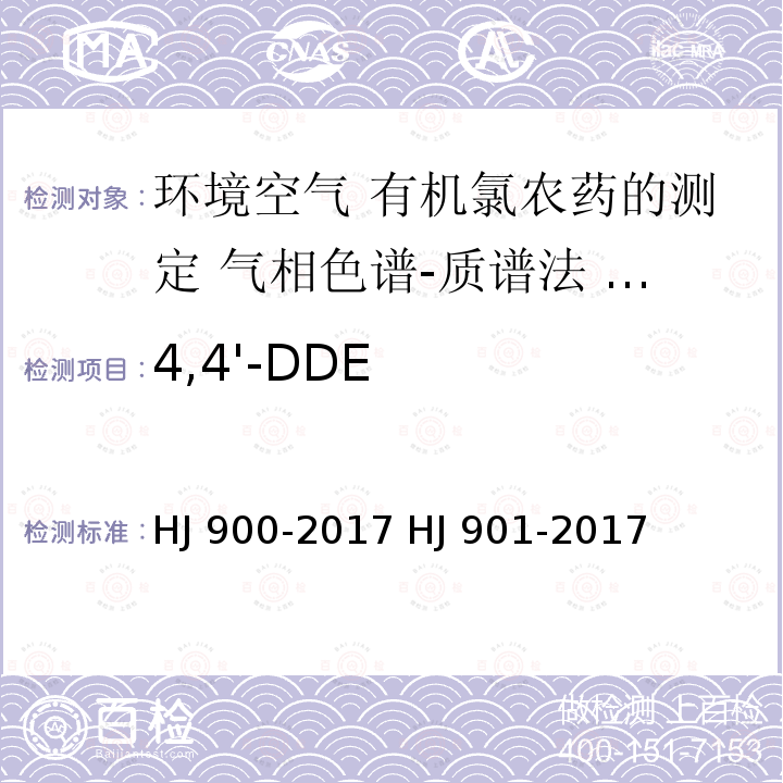 4,4'-DDE HJ 900-2017 环境空气 有机氯农药的测定 气相色谱-质谱法
