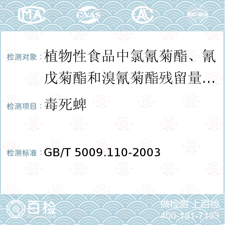 毒死蜱 GB/T 5009.110-2003 植物性食品中氯氰菊酯、氰戊菊酯和溴氰菊酯残留量的测定