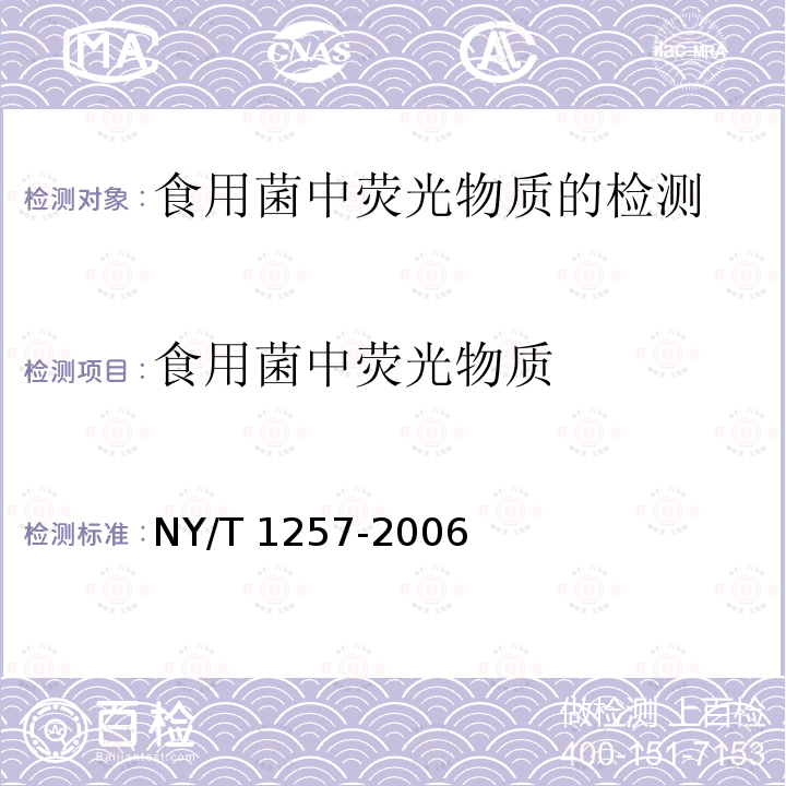 食用菌中荧光物质 食用菌中荧光物质 NY/T 1257-2006