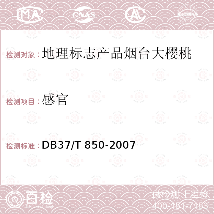 感官 DB37/T 850-2007 地理标志产品 烟台大樱桃