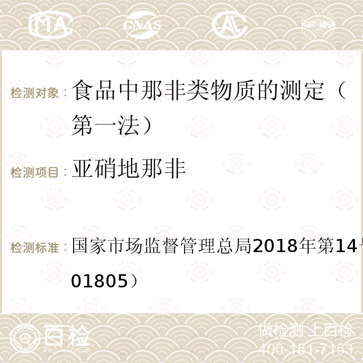 亚硝地那非 国家市场监督管理总局2018年第14号  公告（BJS 201805）