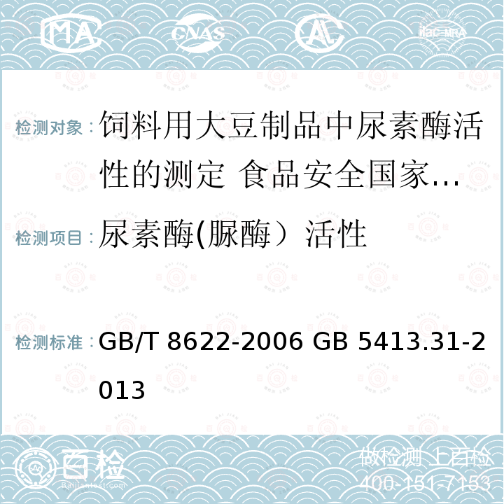 尿素酶(脲酶）活性 GB/T 8622-2006 饲料用大豆制品中尿素酶活性的测定