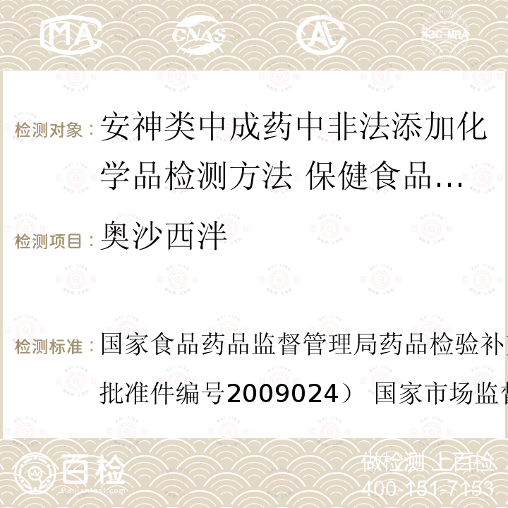 奥沙西泮 国家市场监督管理总局公告（2017年第138号  国家食品药品监督管理局药品检验补充检验方法和检验项目（批准件编号2009024） ）BJS 201710