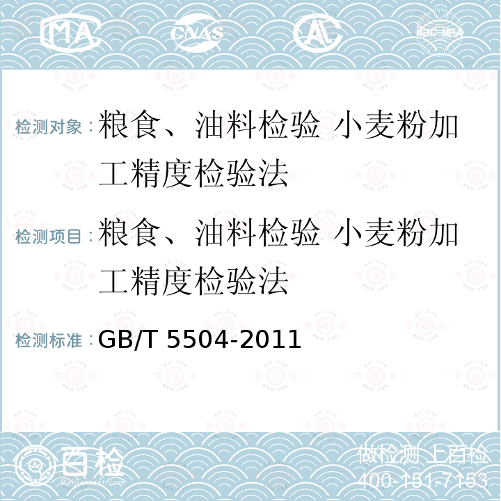 粮食、油料检验 小麦粉加工精度检验法 粮食、油料检验 小麦粉加工精度检验法 GB/T 5504-2011