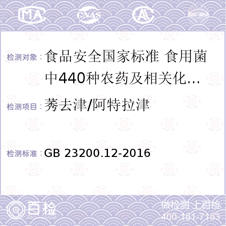 莠去津/阿特拉津 GB 23200.12-2016 食品安全国家标准 食用菌中440种农药及相关化学品残留量的测定 液相色谱-质谱法