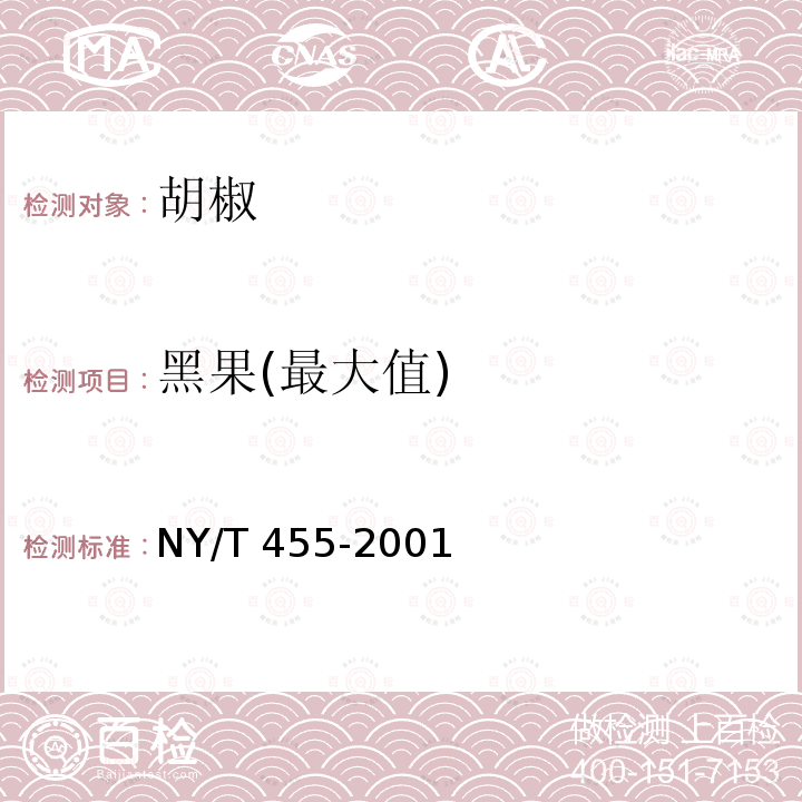 黑果(最大值) NY/T 455-2001 胡椒