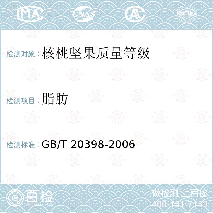 脂肪 GB/T 20398-2006 核桃坚果质量等级
