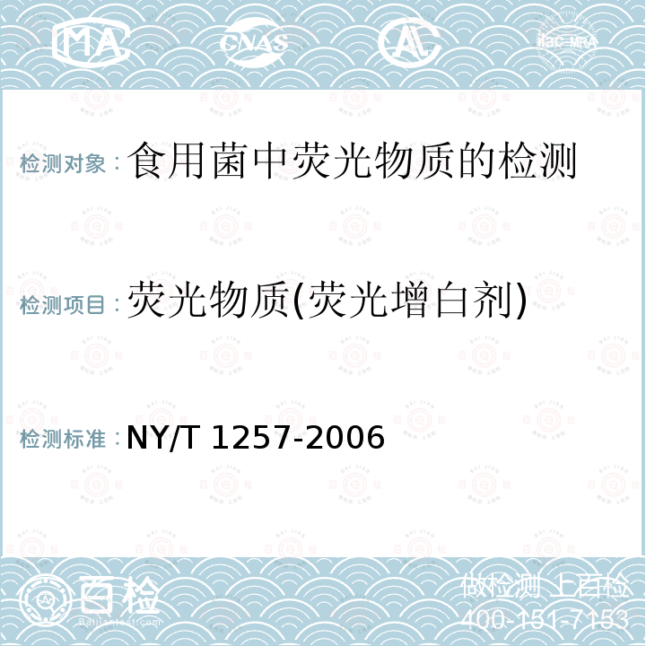 荧光物质(荧光增白剂) NY/T 1257-2006 食用菌中荧光物质的检测