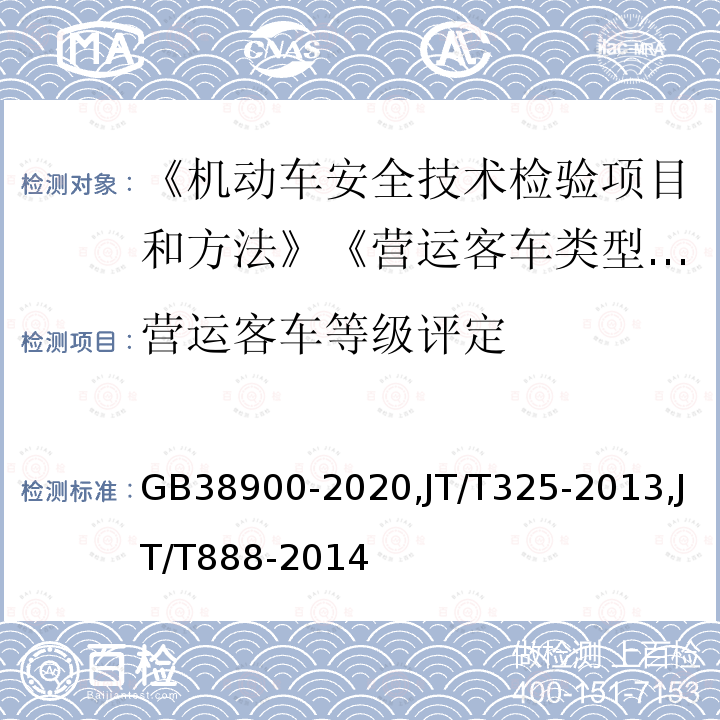 营运客车等级评定 GB 38900-2020 机动车安全技术检验项目和方法