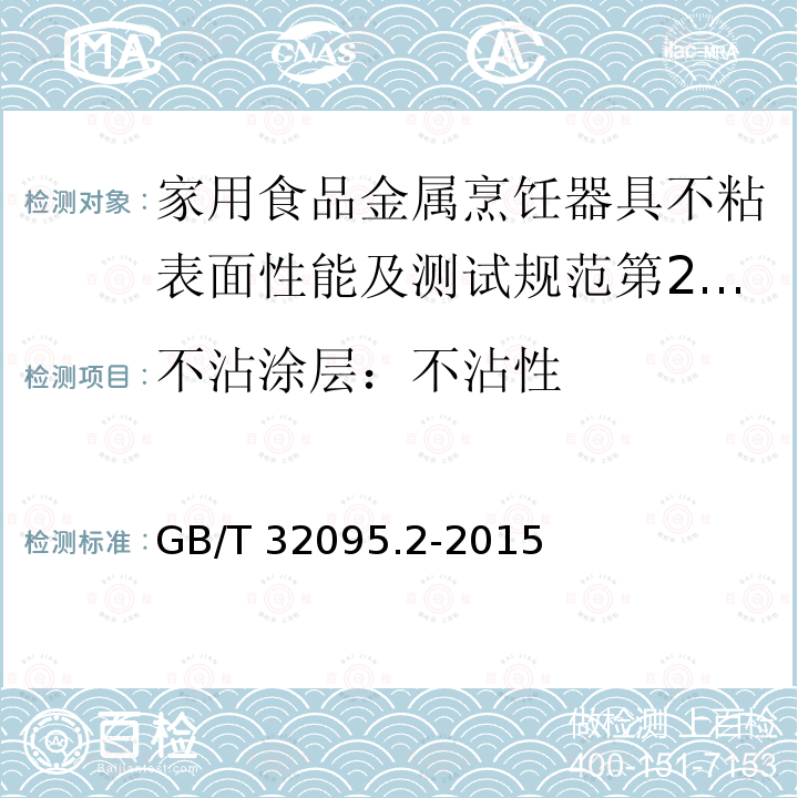 不沾涂层：不沾性 GB/T 32095  .2-2015