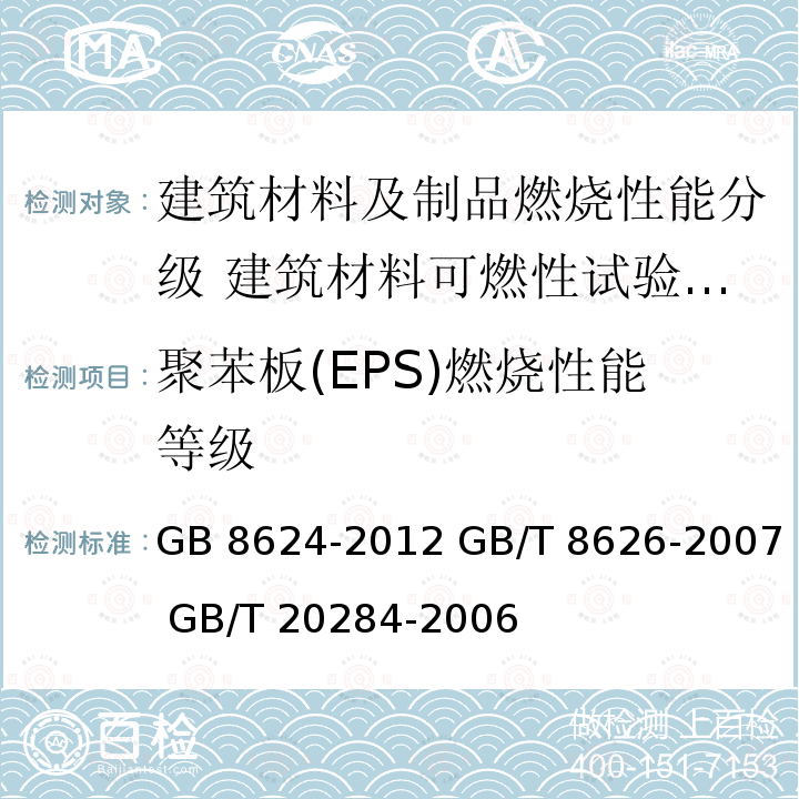 聚苯板(EPS)燃烧性能等级 GB 8624-2012 建筑材料及制品燃烧性能分级