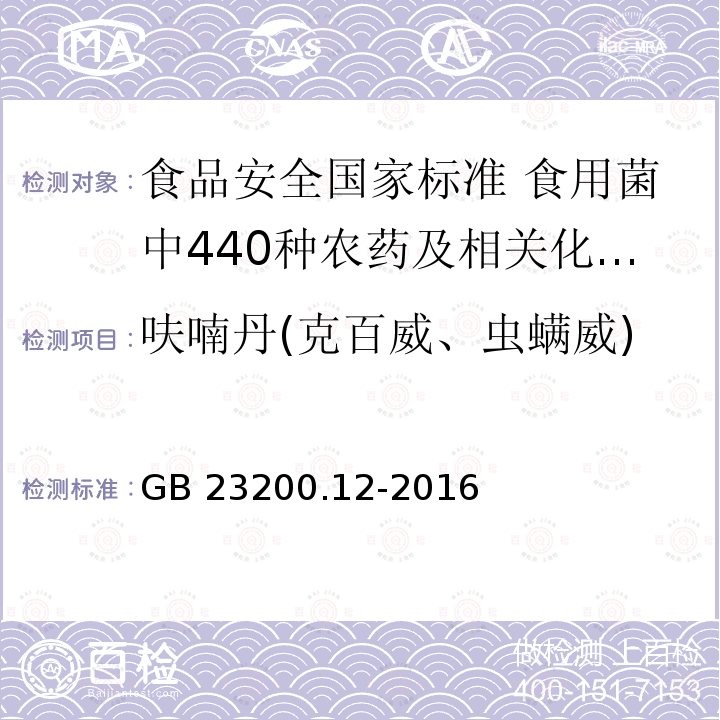 呋喃丹(克百威、虫螨威) 呋喃丹(克百威、虫螨威) GB 23200.12-2016