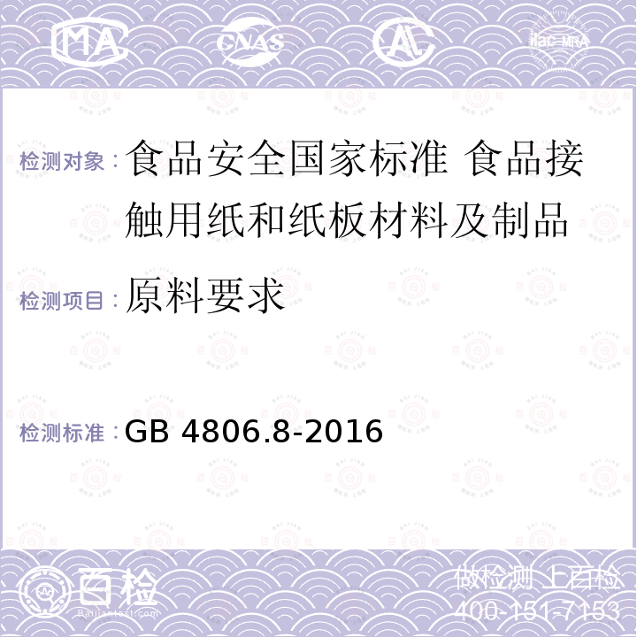 原料要求 原料要求 GB 4806.8-2016