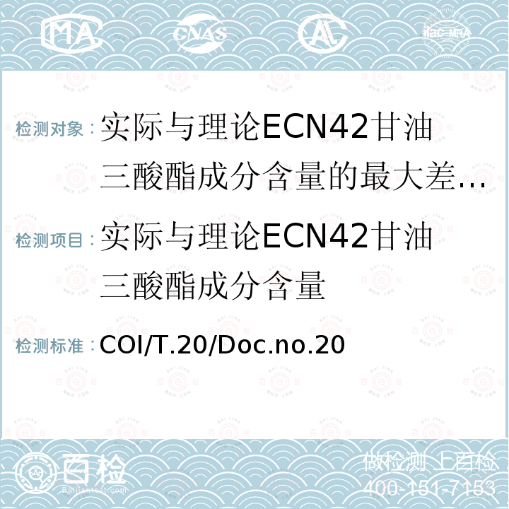 实际与理论ECN42甘油三酸酯成分含量 COI/T.20/Doc.no.20  