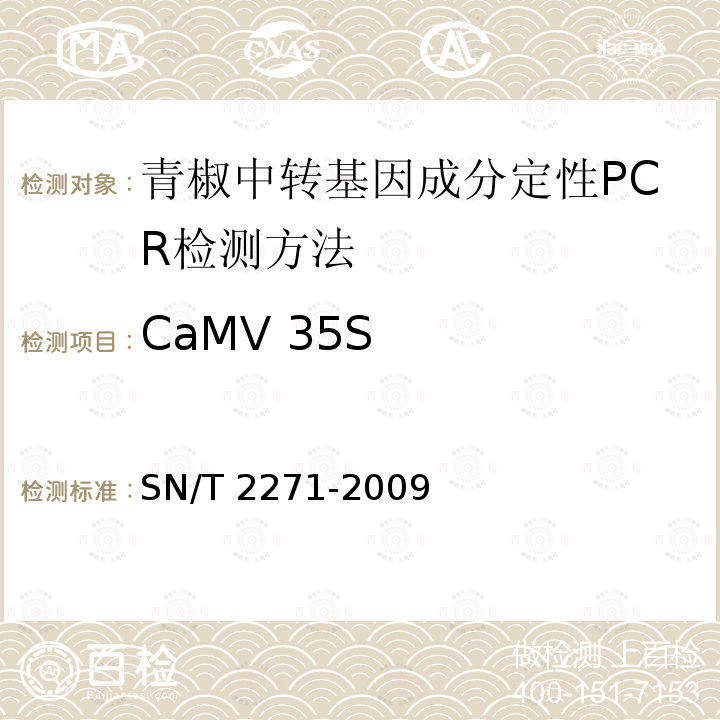 CaMV 35S SN/T 2271-2009 青椒中专基因成分定性PCR检测方法