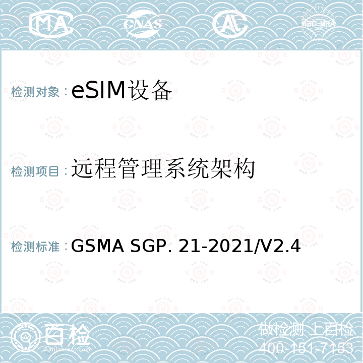 远程管理系统架构 ASGP.21-2021 （面向消费电子的）远程管理架构 GSMA SGP.21-2021/V2.4