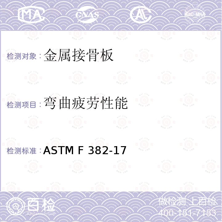 弯曲疲劳性能 金属接骨板标准规范和试验方法 ASTM F382-17   