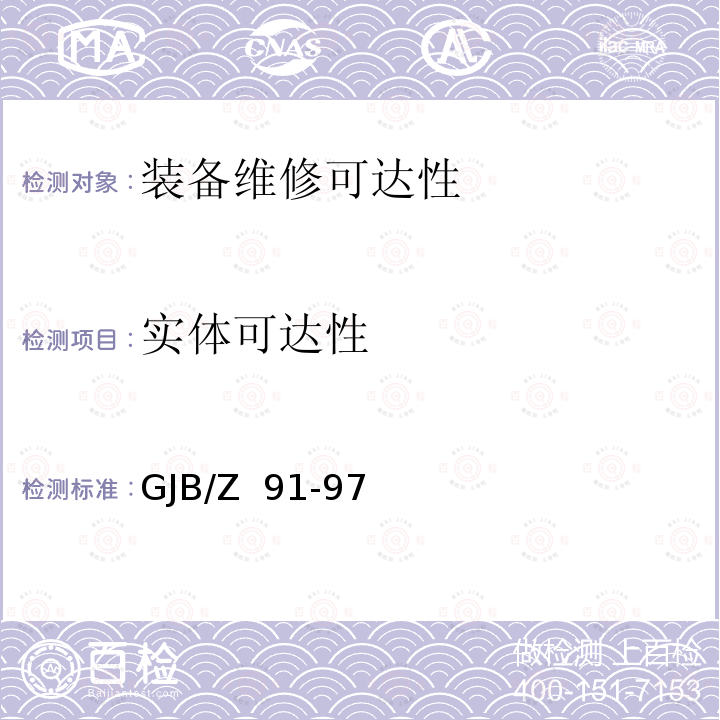 实体可达性 GJB/Z 91-97 维修性设计技术手册 