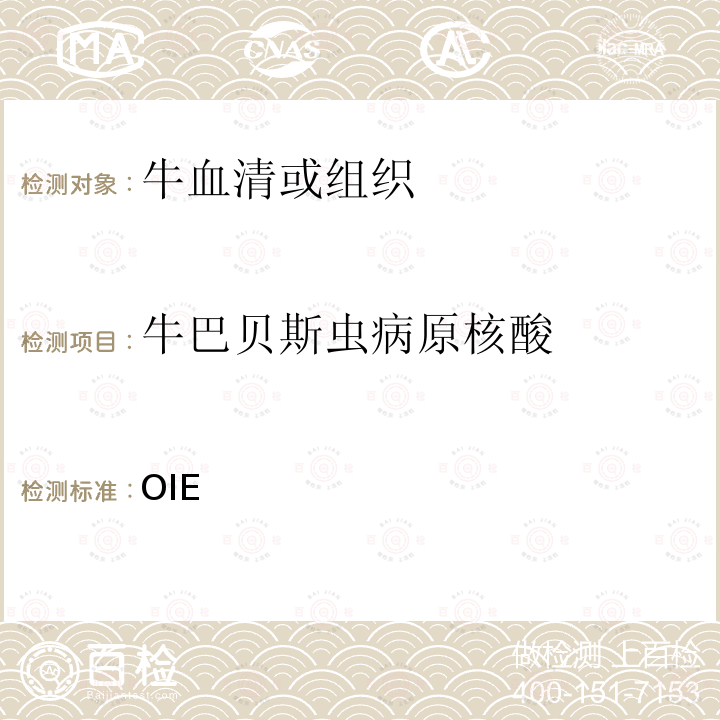 牛巴贝斯虫病原核酸 OIE 《陆生动物诊断试验与疫苗手册》（2021）3.4.2  