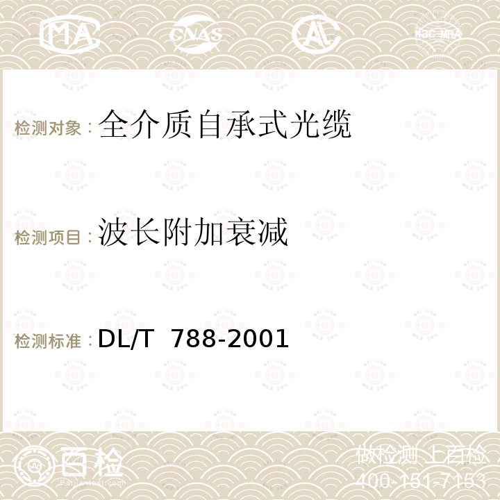 波长附加衰减 DL/T 788-2001 全介质自承式光缆