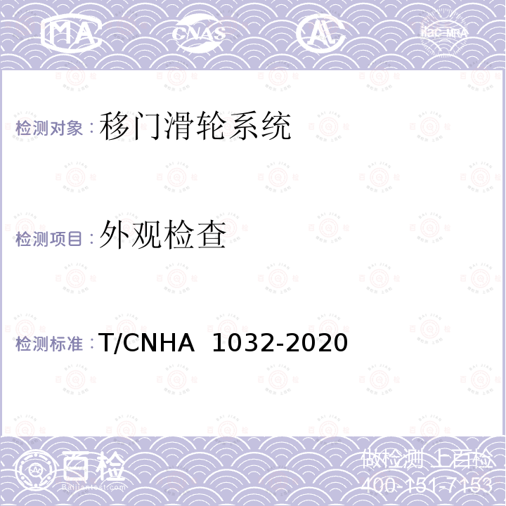 外观检查 全装修用及类似用途家居五金 移门滑轮系统 T/CNHA 1032-2020