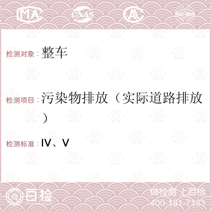 污染物排放（实际道路排放） 重型汽车排气污染物排放限值及测量方法（车载法、第IV、V阶段） DB 11/965-2017