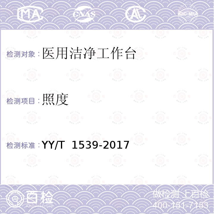 照度 《医用洁净工作台》 YY/T 1539-2017