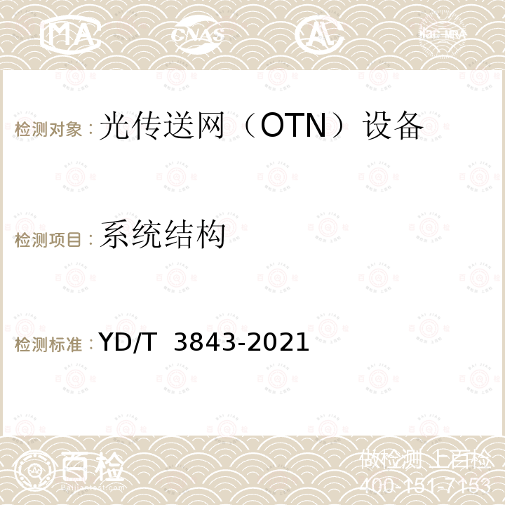 系统结构 YD/T 3843-2021 接入型光传送网（OTN）设备技术要求