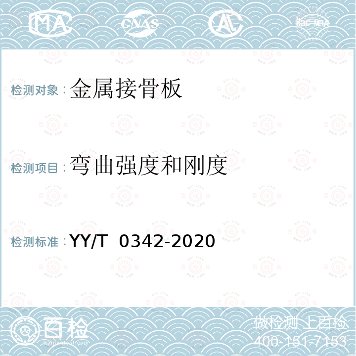 弯曲强度和刚度 YY/T 0342-2020 外科植入物 接骨板弯曲强度和刚度的测定