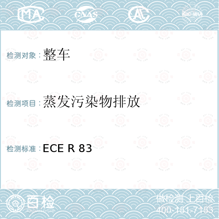 蒸发污染物排放 ECE R83 关于根据发动机燃油要求就污染物排放方面批准车辆的统一规定 