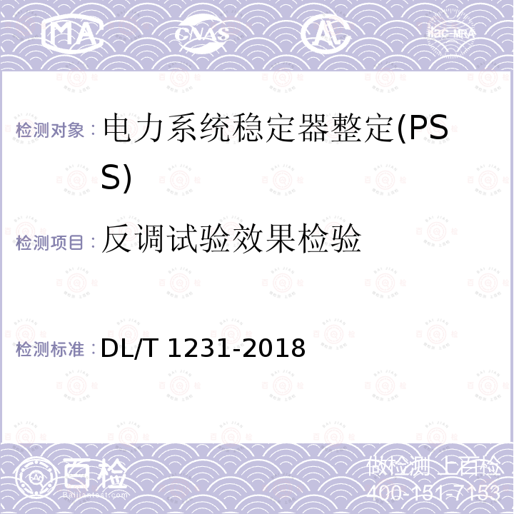 反调试验效果检验 DL/T 1231-2018 电力系统稳定器整定试验导则