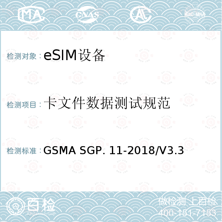 卡文件数据测试规范 ASGP.11-2018 (面向M2M的)eUICC 远程管理架构测试规范 GSMA SGP.11-2018/V3.3