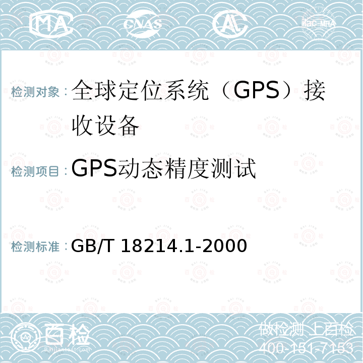 GPS动态精度测试 GB/T 18214.1-2000 全球导航卫星系统(GNSS) 第1部分:全球定位系统(GPS)接收设备性能标准、测试方法和要求的测试结果