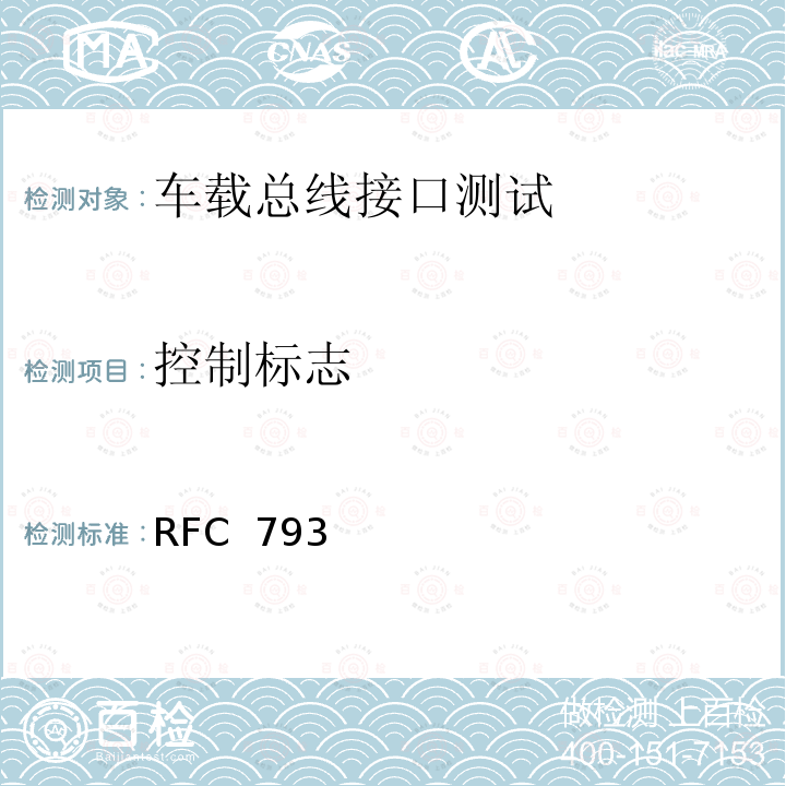 控制标志 RFC  793 传输控制协议-DARPA互联网程序协议规范 RFC 793